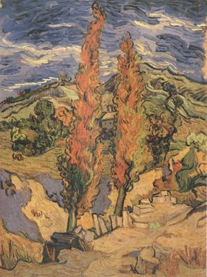 Vincent Van Gogh Two Poplars on a Road through the Hills (nn04) oil painting image